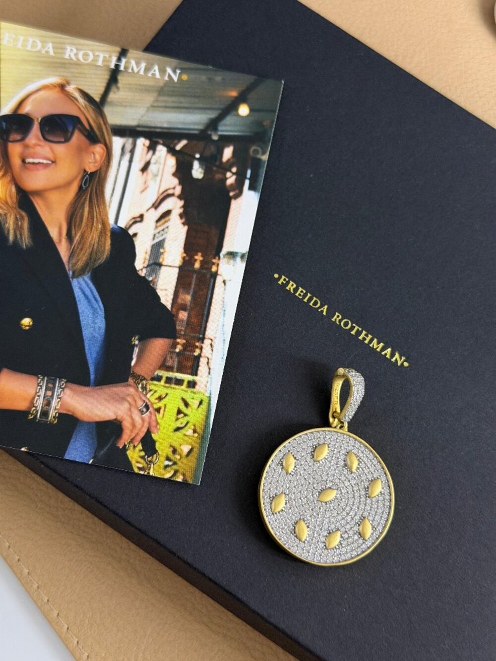 FREIDA ROTHMAN ENHANCERS - Armor of Hope - All Paves & Mother of Pearls - Gold